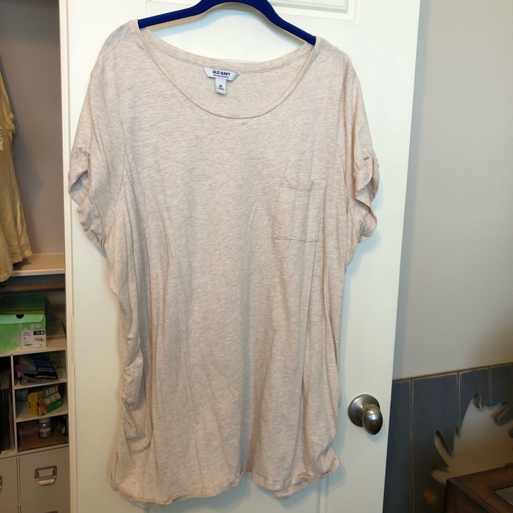 EUC Old Navy shirred side pocket tee oatmeal 3x